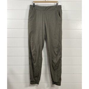 Athleta Womens Brooklyn Textured Jogger Pants sz 12 Green Pull On Athleisure
